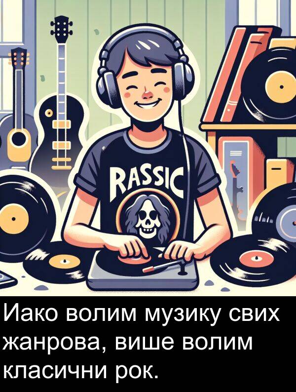 више: Иако волим музику свих жанрова, више волим класични рок.