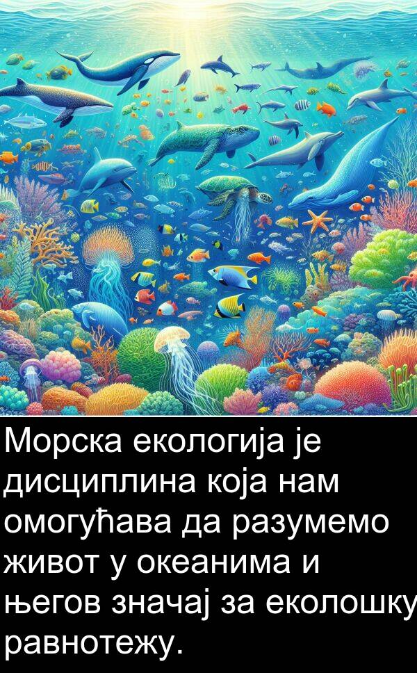 значај: Морска екологија је дисциплина која нам омогућава да разумемо живот у океанима и његов значај за еколошку равнотежу.