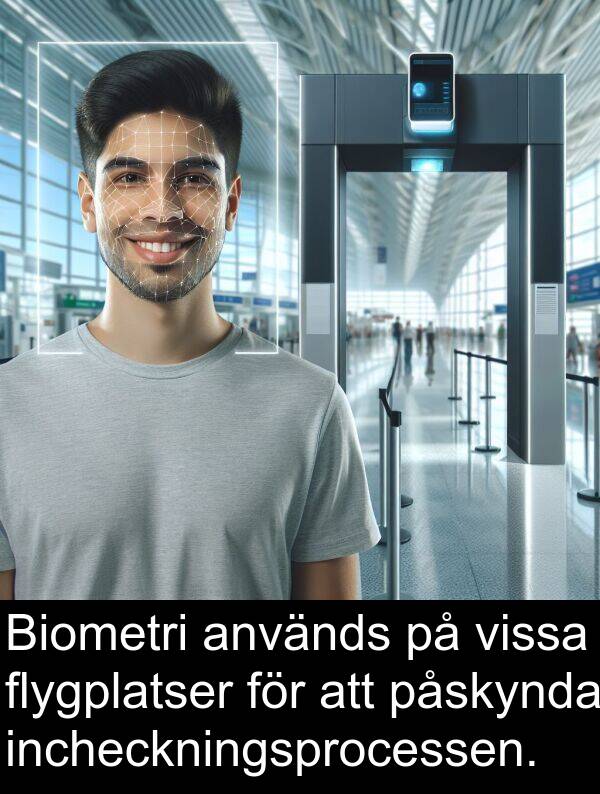 flygplatser: Biometri används på vissa flygplatser för att påskynda incheckningsprocessen.
