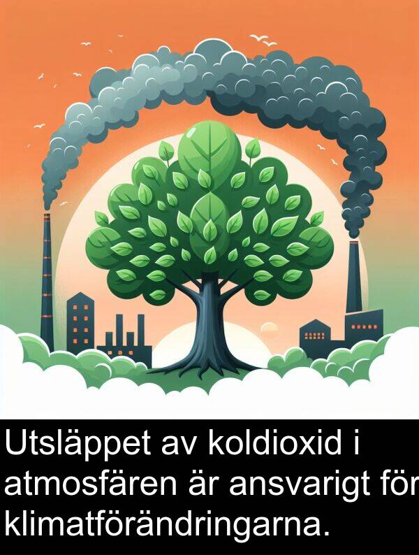 klimatförändringarna: Utsläppet av koldioxid i atmosfären är ansvarigt för klimatförändringarna.