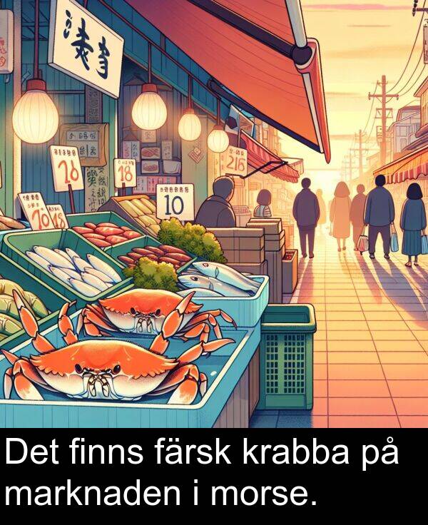 marknaden: Det finns färsk krabba på marknaden i morse.