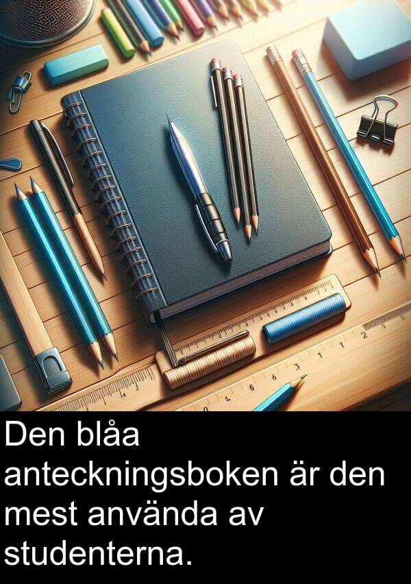 studenterna: Den blåa anteckningsboken är den mest använda av studenterna.