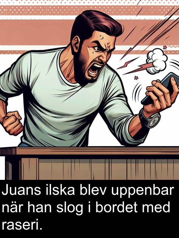ilska: Juans ilska blev uppenbar när han slog i bordet med raseri.