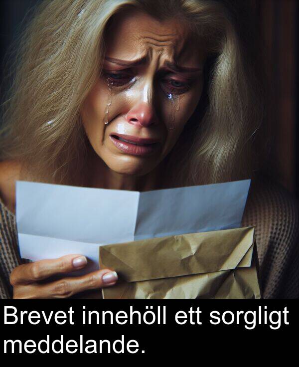 meddelande: Brevet innehöll ett sorgligt meddelande.