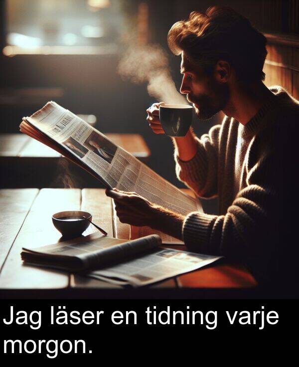 morgon: Jag läser en tidning varje morgon.