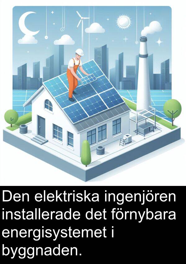 förnybara: Den elektriska ingenjören installerade det förnybara energisystemet i byggnaden.