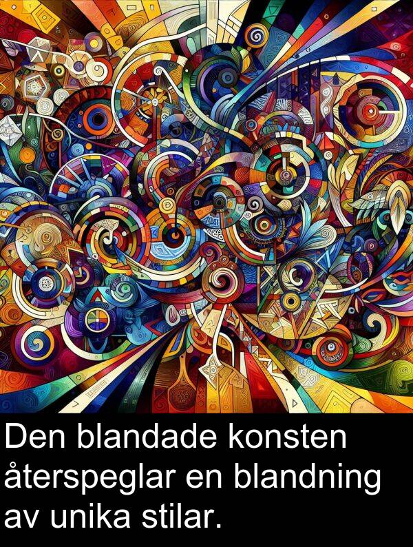 återspeglar: Den blandade konsten återspeglar en blandning av unika stilar.