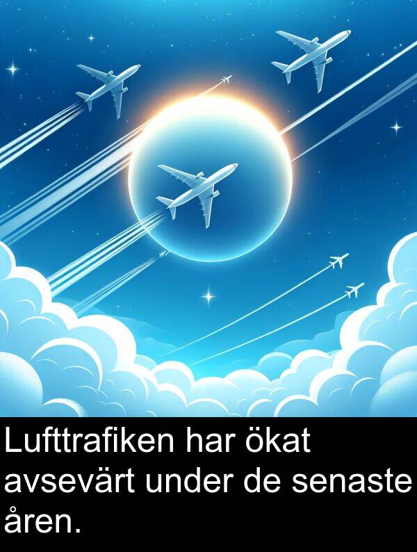 ökat: Lufttrafiken har ökat avsevärt under de senaste åren.