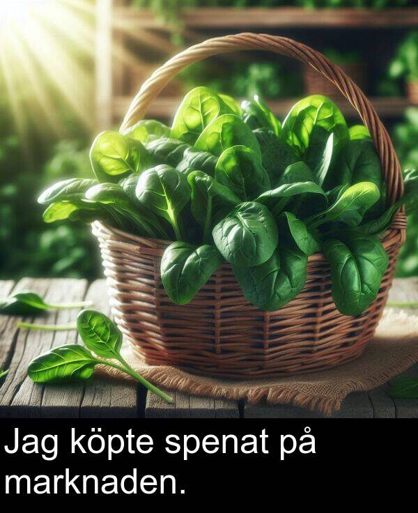 spenat: Jag köpte spenat på marknaden.