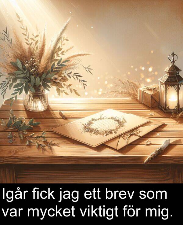 viktigt: Igår fick jag ett brev som var mycket viktigt för mig.