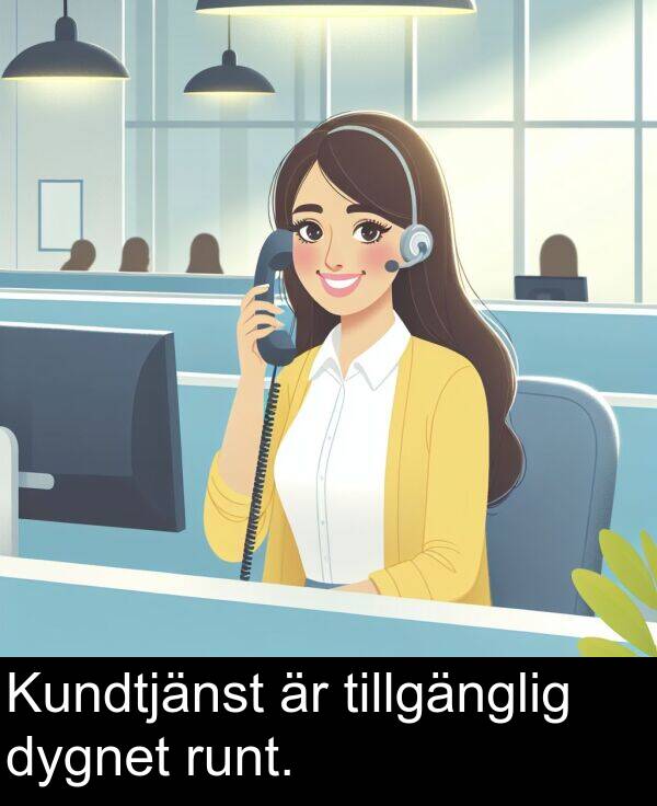 tillgänglig: Kundtjänst är tillgänglig dygnet runt.