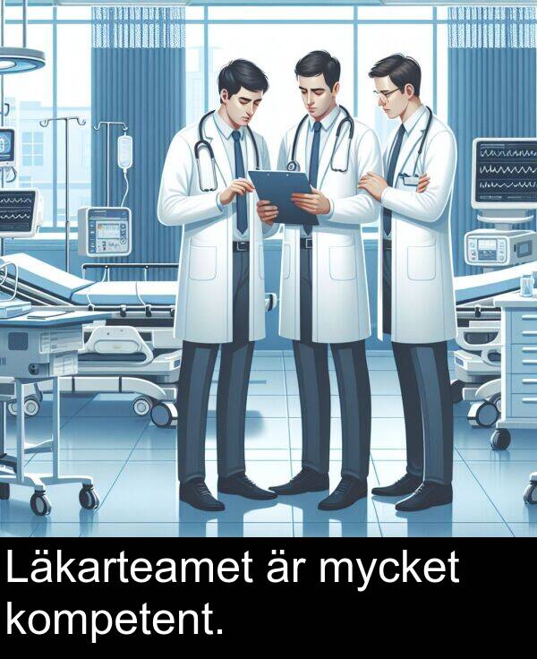 mycket: Läkarteamet är mycket kompetent.