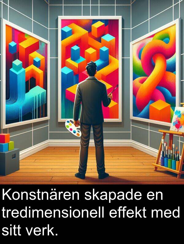 sitt: Konstnären skapade en tredimensionell effekt med sitt verk.