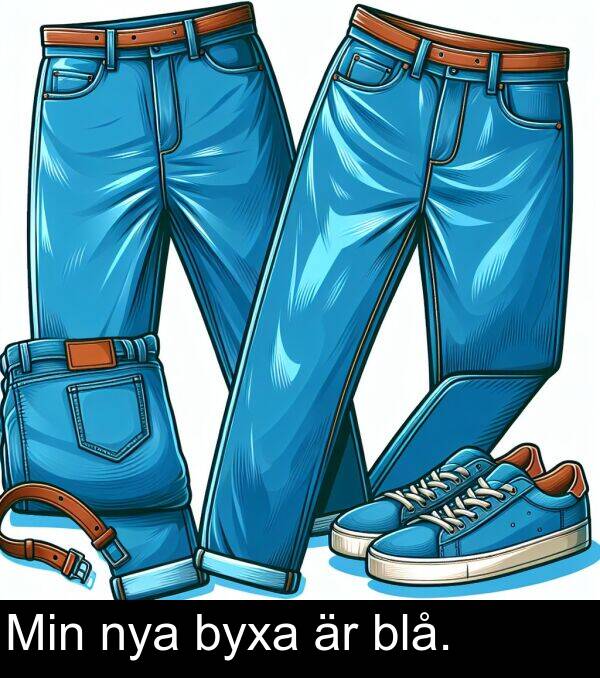 nya: Min nya byxa är blå.
