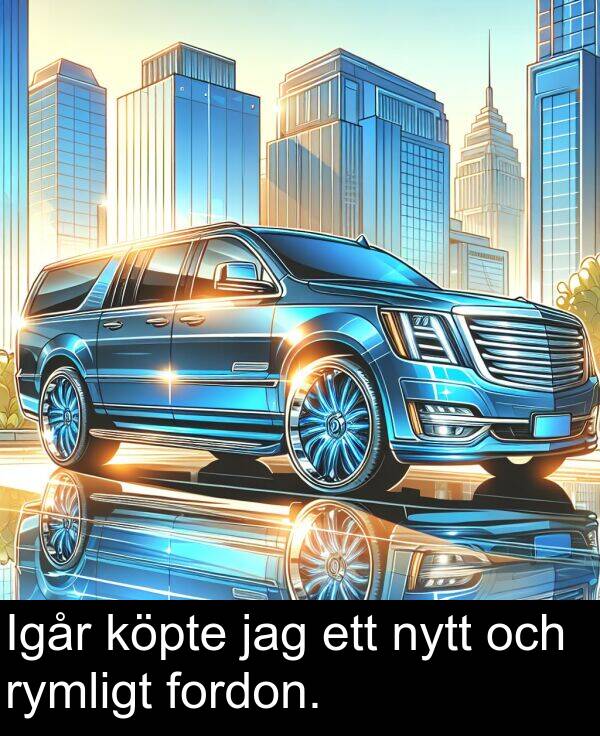 fordon: Igår köpte jag ett nytt och rymligt fordon.