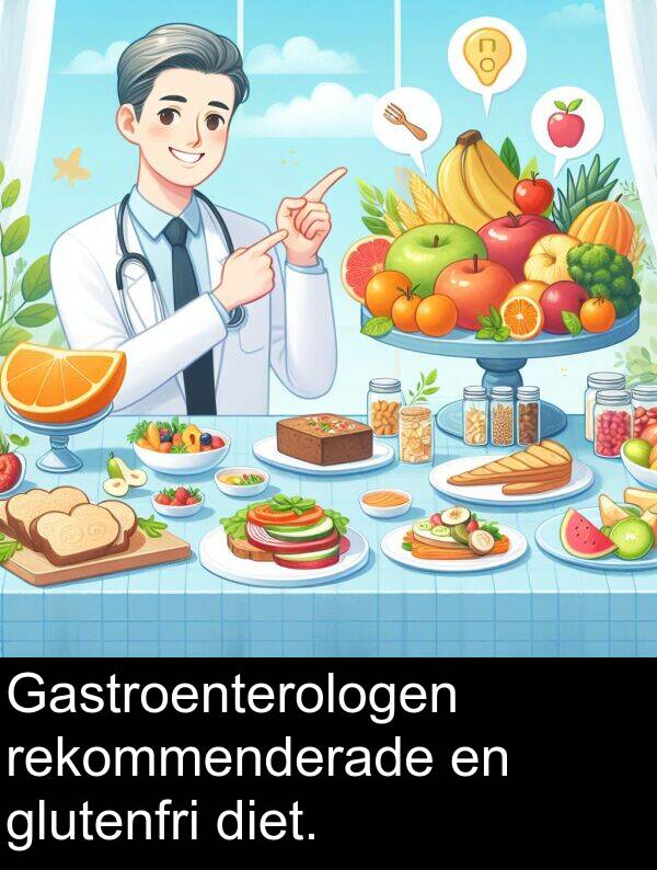 glutenfri: Gastroenterologen rekommenderade en glutenfri diet.