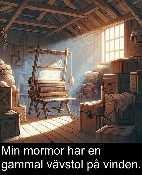 har: Min mormor har en gammal vävstol på vinden.