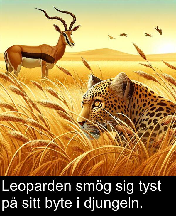 sitt: Leoparden smög sig tyst på sitt byte i djungeln.