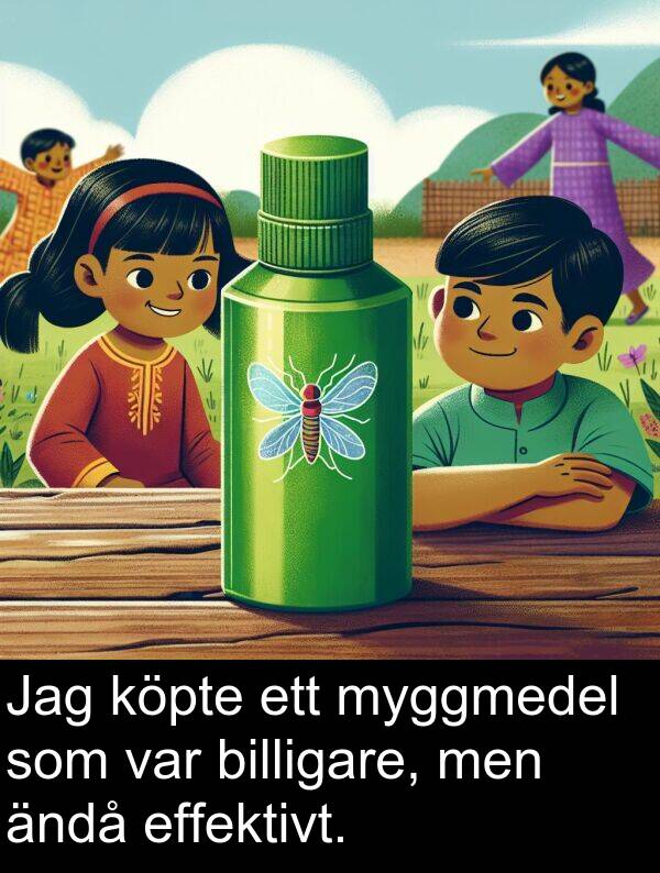ändå: Jag köpte ett myggmedel som var billigare, men ändå effektivt.