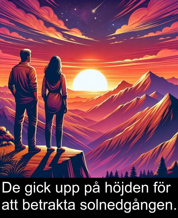 höjden: De gick upp på höjden för att betrakta solnedgången.
