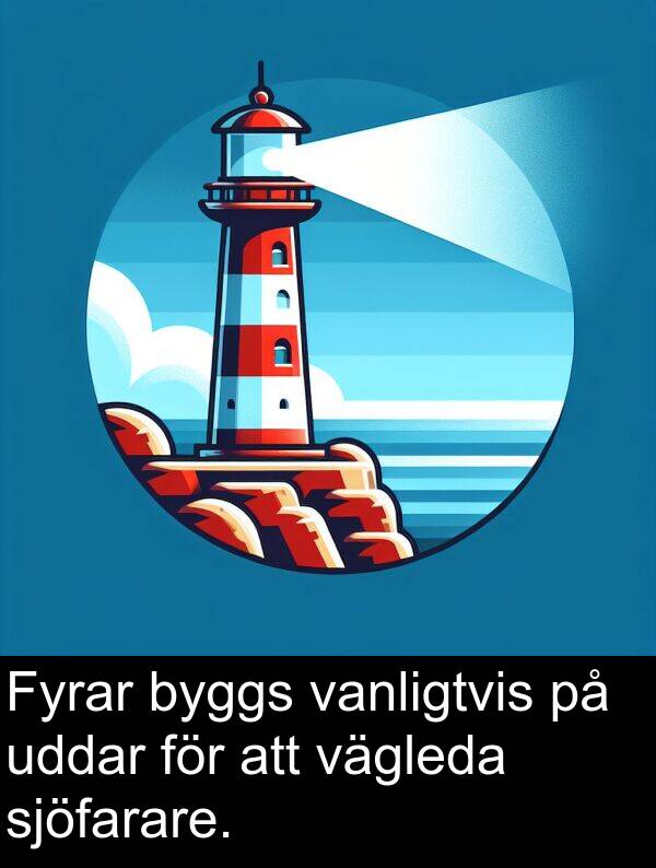 vägleda: Fyrar byggs vanligtvis på uddar för att vägleda sjöfarare.