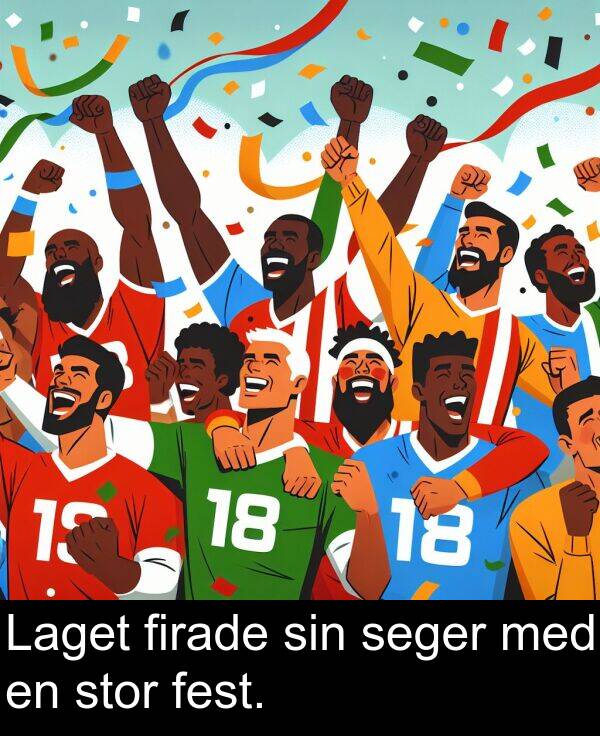 med: Laget firade sin seger med en stor fest.