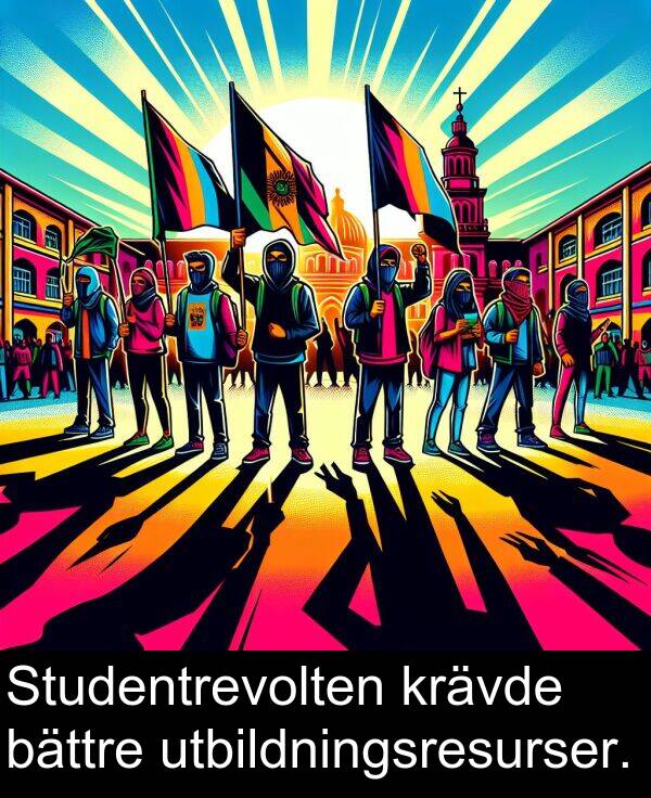 bättre: Studentrevolten krävde bättre utbildningsresurser.