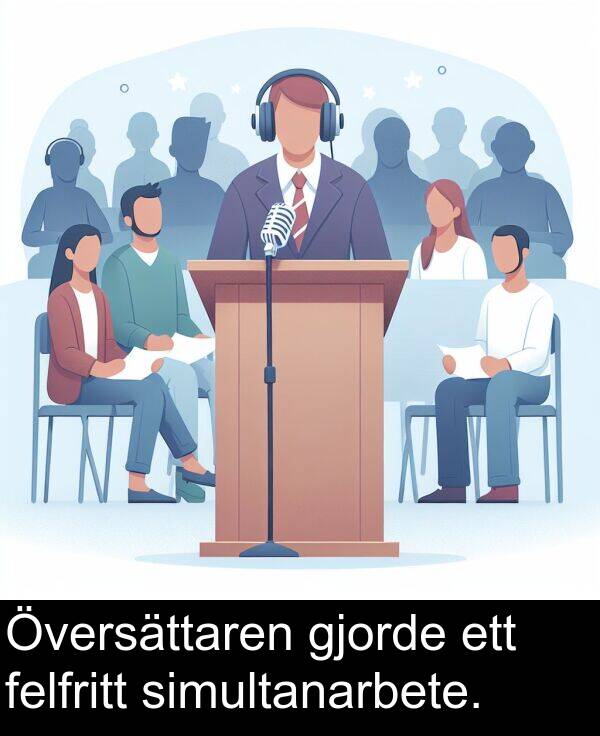 simultanarbete: Översättaren gjorde ett felfritt simultanarbete.