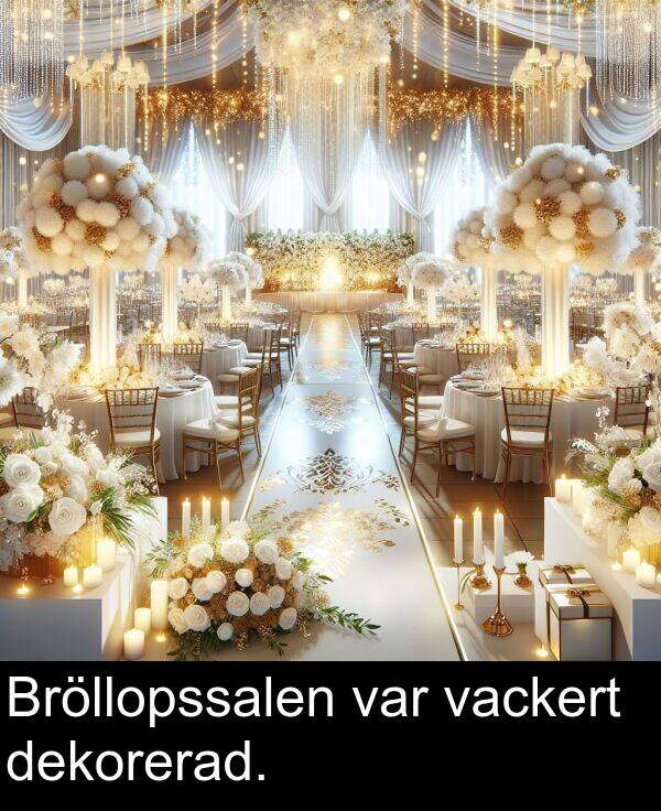 dekorerad: Bröllopssalen var vackert dekorerad.