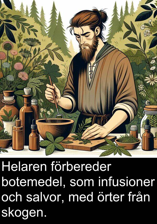örter: Helaren förbereder botemedel, som infusioner och salvor, med örter från skogen.