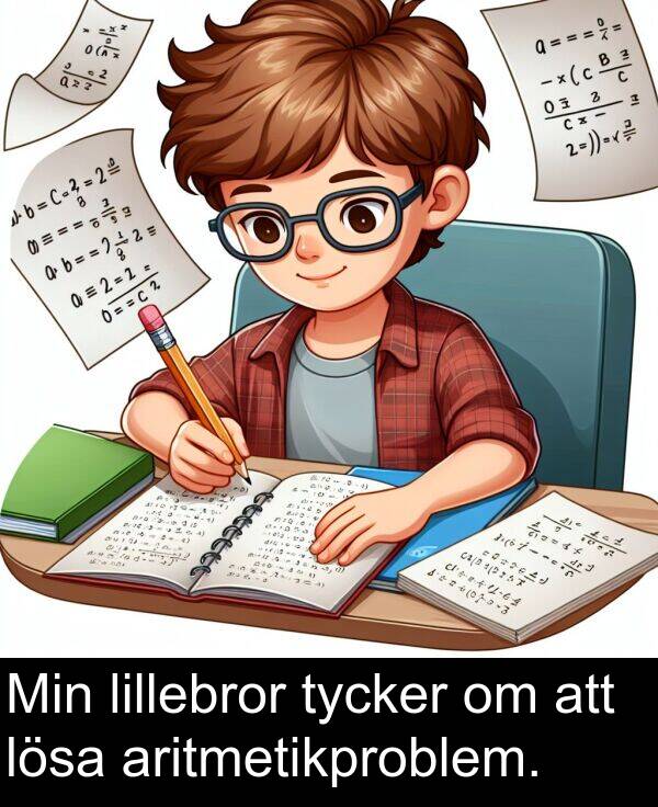 lillebror: Min lillebror tycker om att lösa aritmetikproblem.