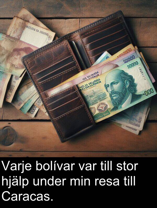 hjälp: Varje bolívar var till stor hjälp under min resa till Caracas.