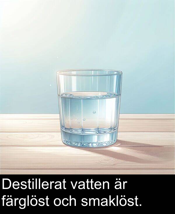 färglöst: Destillerat vatten är färglöst och smaklöst.