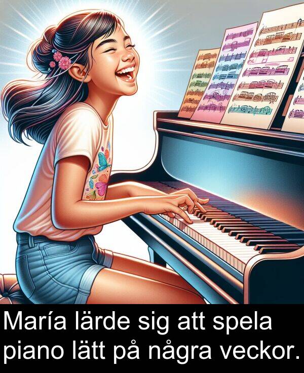 några: María lärde sig att spela piano lätt på några veckor.