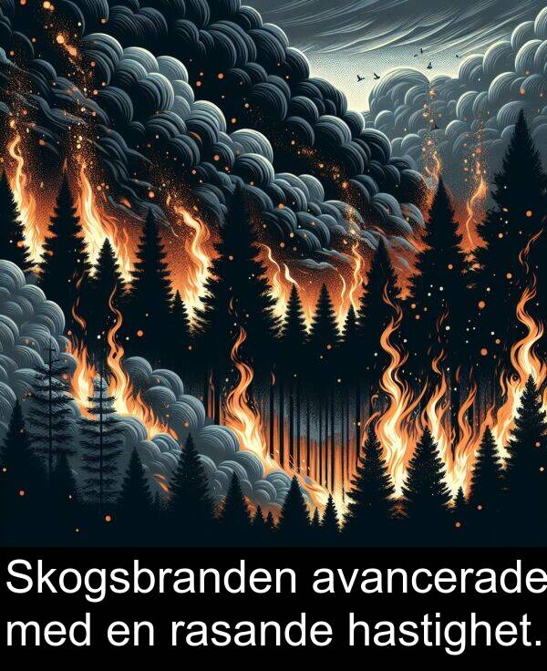 rasande: Skogsbranden avancerade med en rasande hastighet.