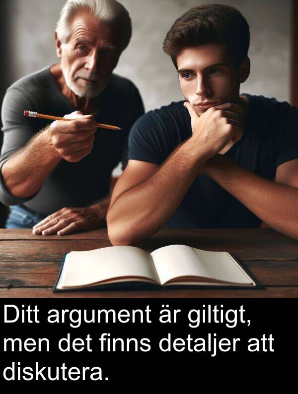 finns: Ditt argument är giltigt, men det finns detaljer att diskutera.