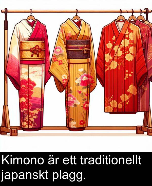 japanskt: Kimono är ett traditionellt japanskt plagg.