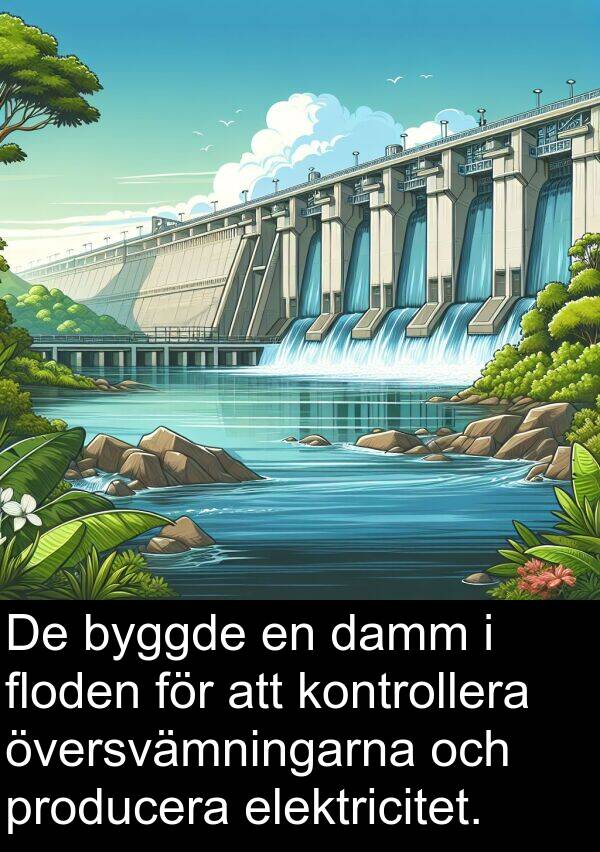 damm: De byggde en damm i floden för att kontrollera översvämningarna och producera elektricitet.