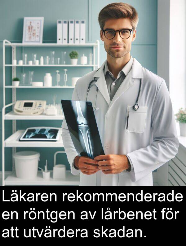 skadan: Läkaren rekommenderade en röntgen av lårbenet för att utvärdera skadan.