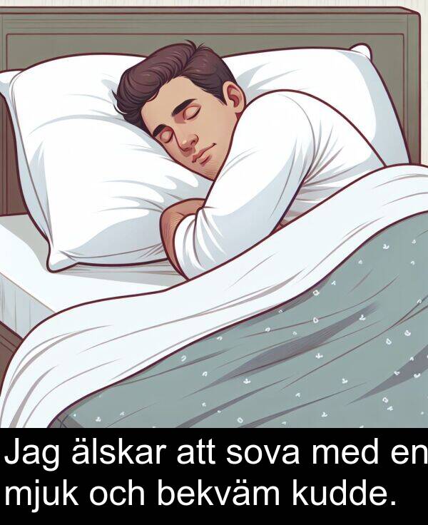 älskar: Jag älskar att sova med en mjuk och bekväm kudde.
