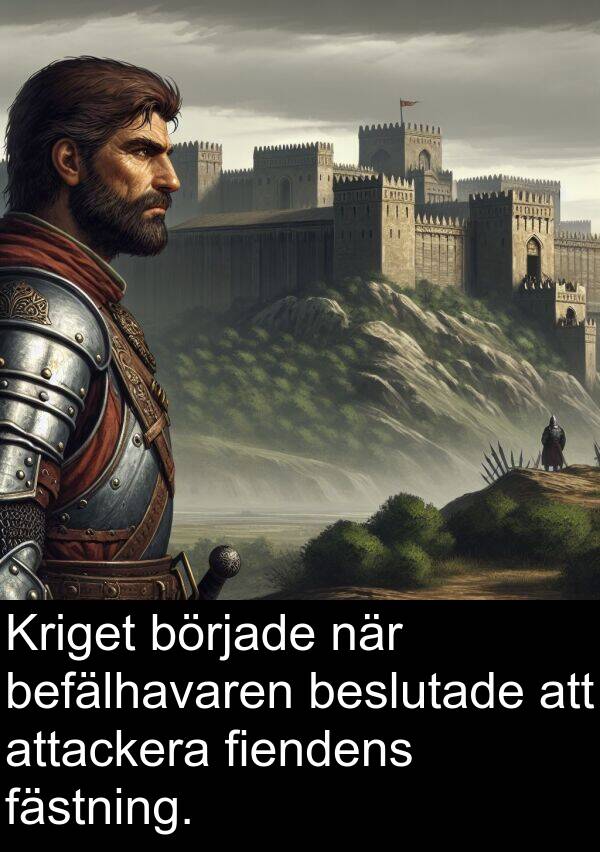 fästning: Kriget började när befälhavaren beslutade att attackera fiendens fästning.
