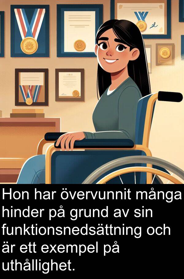 grund: Hon har övervunnit många hinder på grund av sin funktionsnedsättning och är ett exempel på uthållighet.