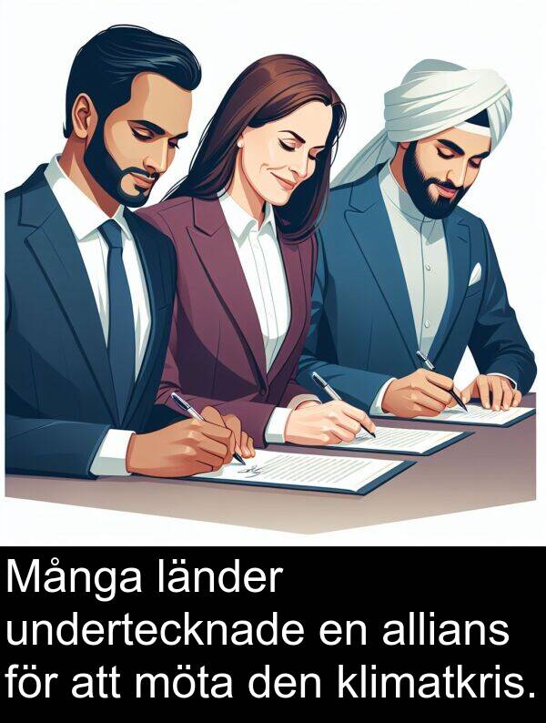 länder: Många länder undertecknade en allians för att möta den klimatkris.