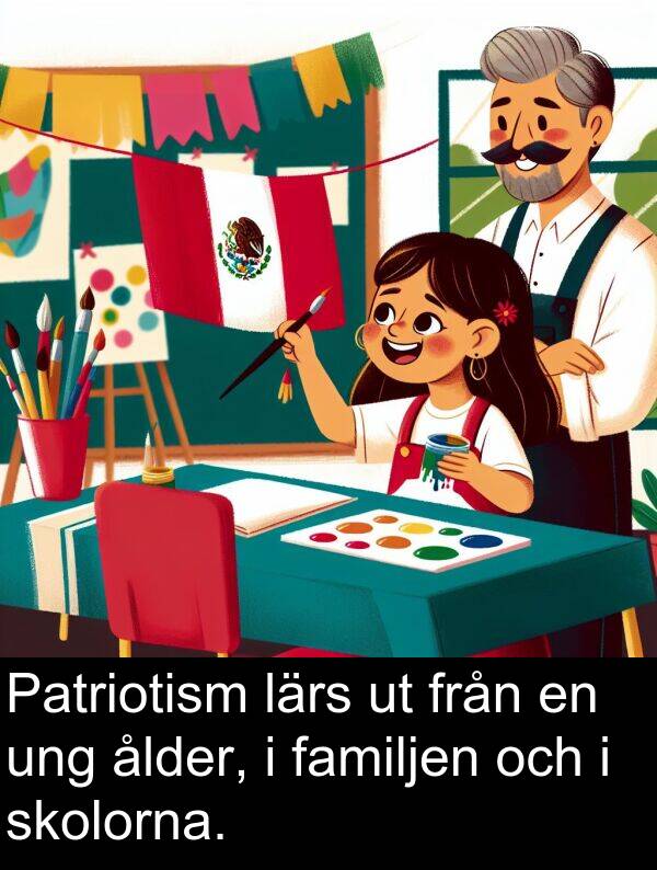 familjen: Patriotism lärs ut från en ung ålder, i familjen och i skolorna.