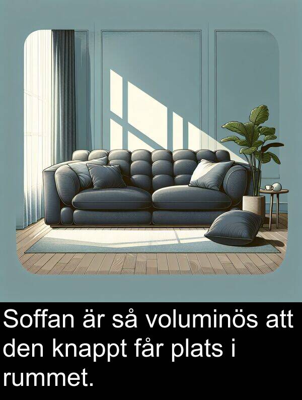 får: Soffan är så voluminös att den knappt får plats i rummet.