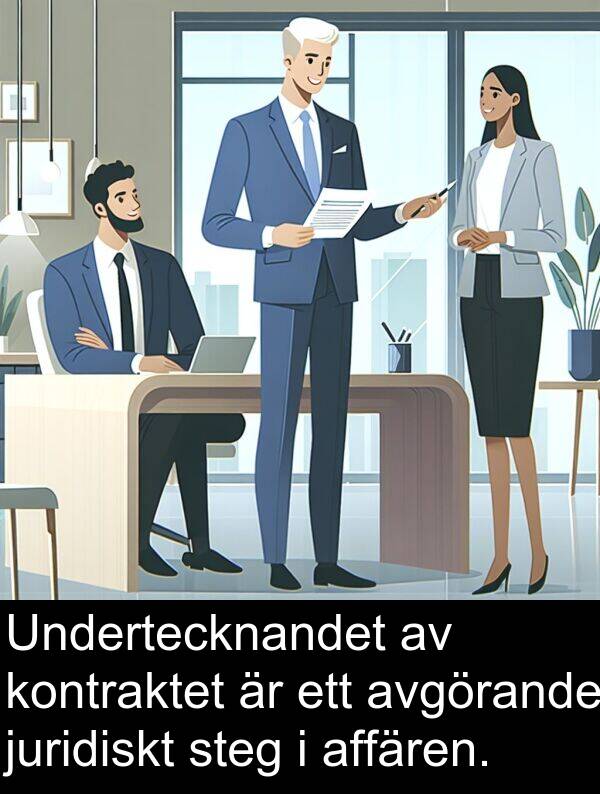 affären: Undertecknandet av kontraktet är ett avgörande juridiskt steg i affären.