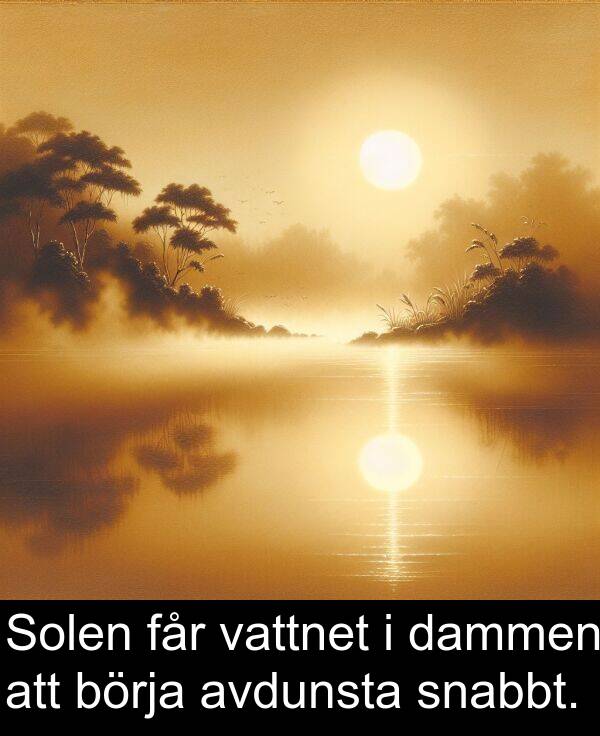 får: Solen får vattnet i dammen att börja avdunsta snabbt.