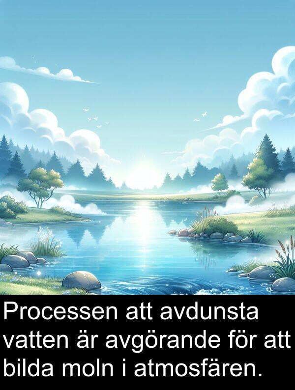 moln: Processen att avdunsta vatten är avgörande för att bilda moln i atmosfären.