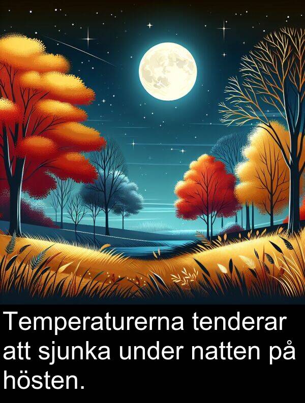 natten: Temperaturerna tenderar att sjunka under natten på hösten.