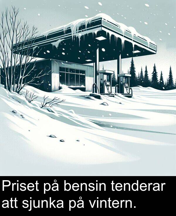 vintern: Priset på bensin tenderar att sjunka på vintern.